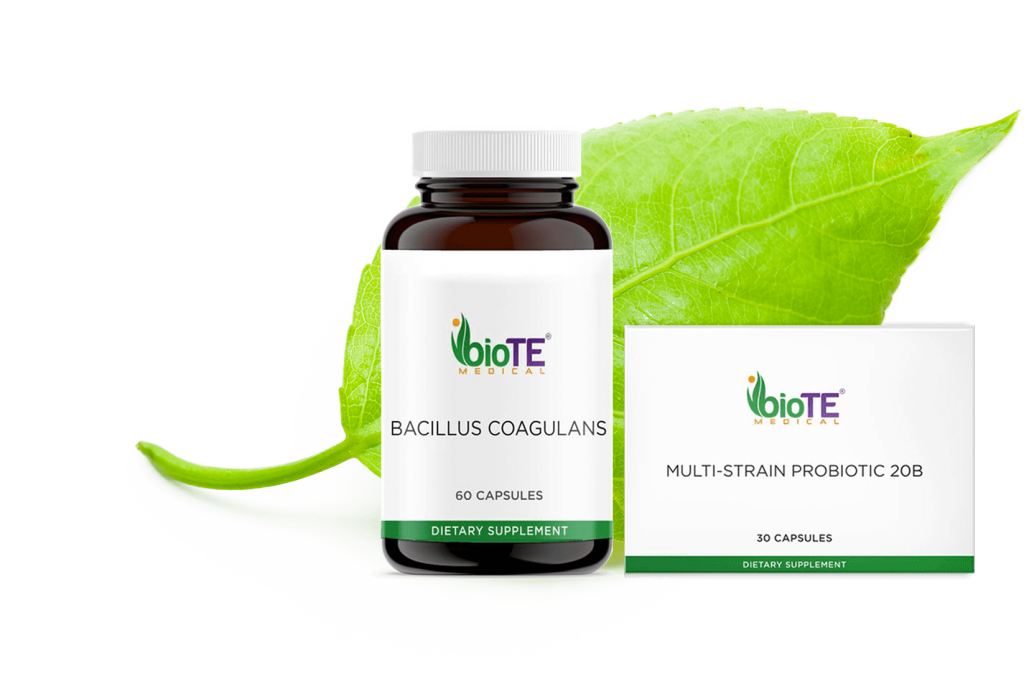 Probiotics: BioTE® MULTI-STRAIN PROBIOTIC 20B & BioTE® BACILLUS COAGULANS Supports Normal Digestive Health* Promotes Healthy Gut Flora* Encourages a Strong Immune System*